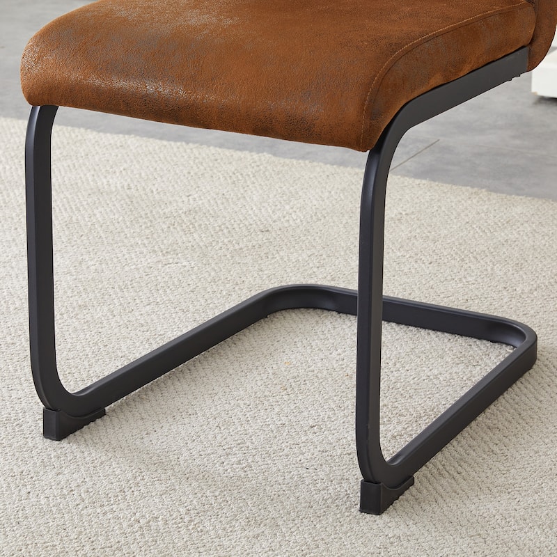 Suede-like Tech Fabric Dining Chairs:Ergonomic Arc Backrest+Reinforced Metal Frame.Set Of 2
