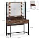 Makeup Vanity Dressing Table with Mirror, 8 Lights & 2 Drawers - 35.43"(W)*15.74"(D)*61.61"(H)