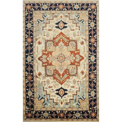 Hand Knotted Oriental 100% Wool Carpet Transitional Medallion Beige & Ivories Oushak Area Rug - 13' 9'' X 9' 10''