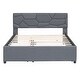 preview thumbnail 16 of 16, Linen Fabric Platform Bed with Brick Pattern Headboard, with Twin XL Trundle, Queen Size