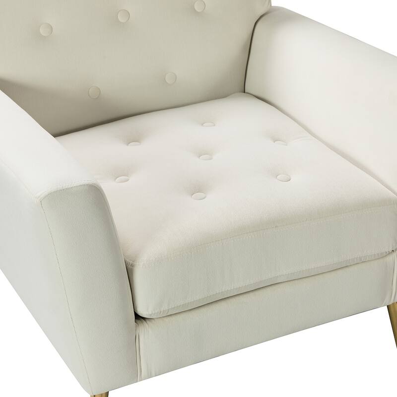 Lilia Contemporary Velvet Upholstered Tufted Back Armchair with Metal Golden legs Set of 2 by HULALA HOME