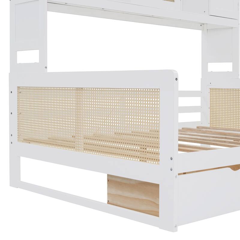 Full Size Wooden Daybed with 2 Drawers and All-in-One Cabinet and Shelf for Practical Bedroom Storage, Platform Bed Frame