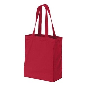 red canvas tote bag