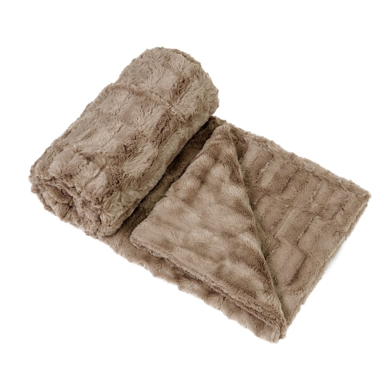 Oversized Saga Double Sided Fauxfur Throw, 60" x 80"