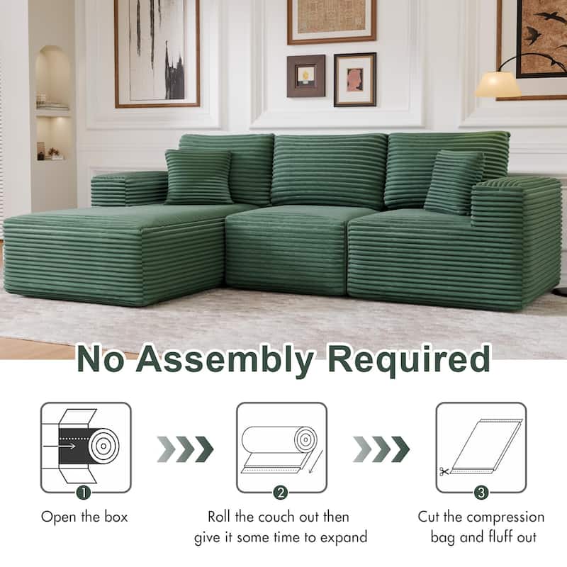 104" Modular Sectional Sofa with L-Shape Chaise Modern Upholstered Cloud Couches with Throw Pillows - 104 in.W x 23.6 in.H