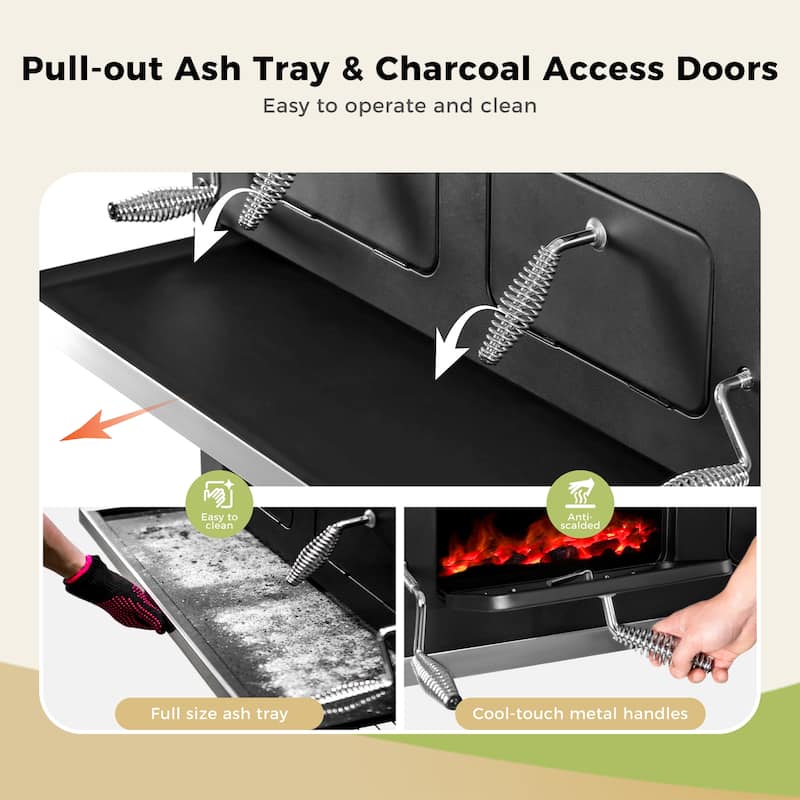 Extra Large Charcoal BBQ Grill with 794 sq. in. Cooking Area, Dual Lifting Charcoal Trays & Foldable Side Tables