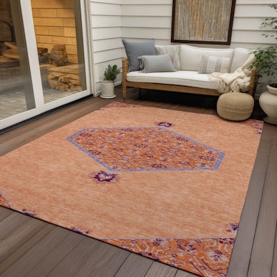 Machine Washable Indoor/ Outdoor Traditional Chantille Rug