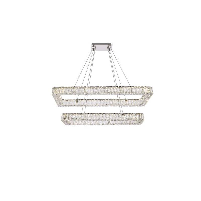 Elegant Lighting 3504G42L2 Monroe 42" Wide LED Crystal Linear - Chrome