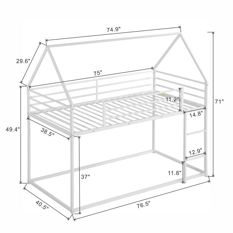 House Bunk Bed with Built-In Ladder