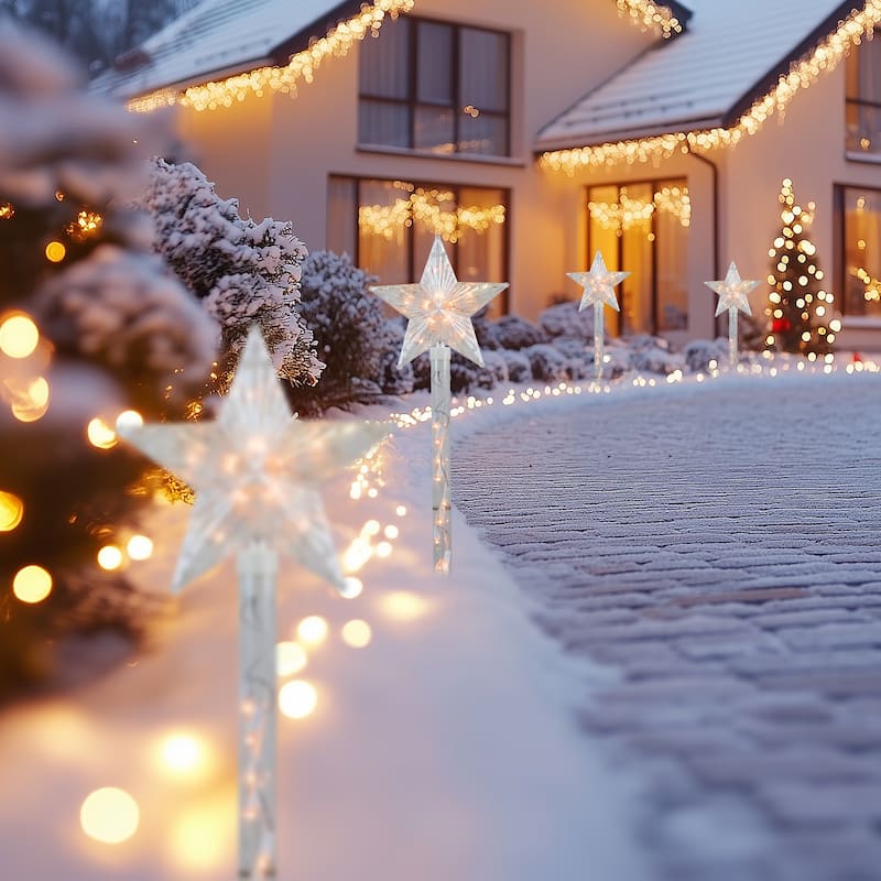 4ct Star Christmas Pathway Marker w/ Lawn Stakes - Clear Lights