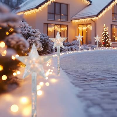 4ct Star Christmas Pathway Marker w/ Lawn Stakes - Clear Lights