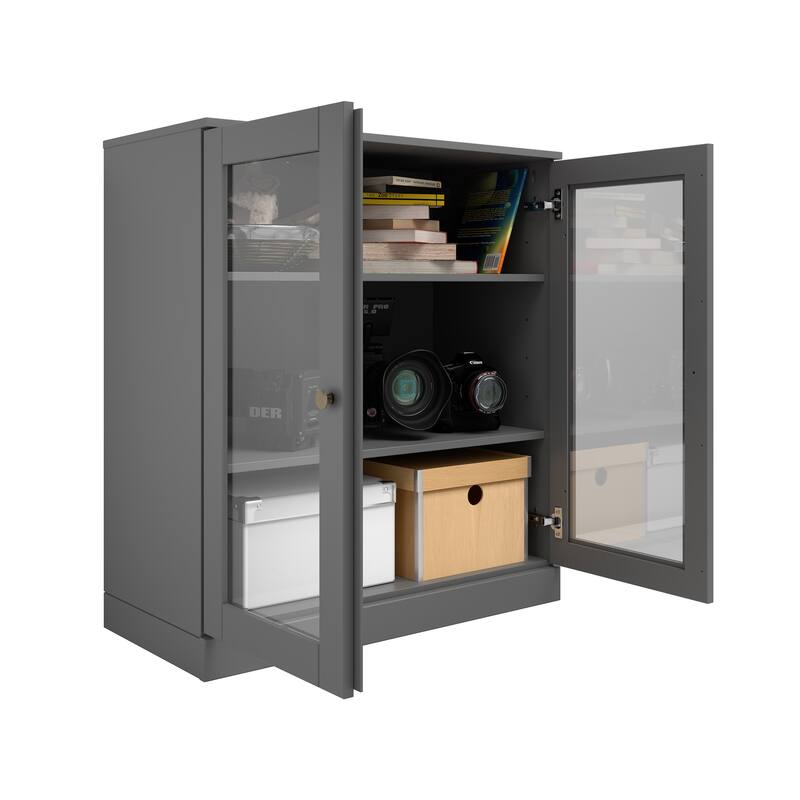 Palace Imports 100% Solid Wood TV Stand with Clear Glass Doors for TVs up to 32"