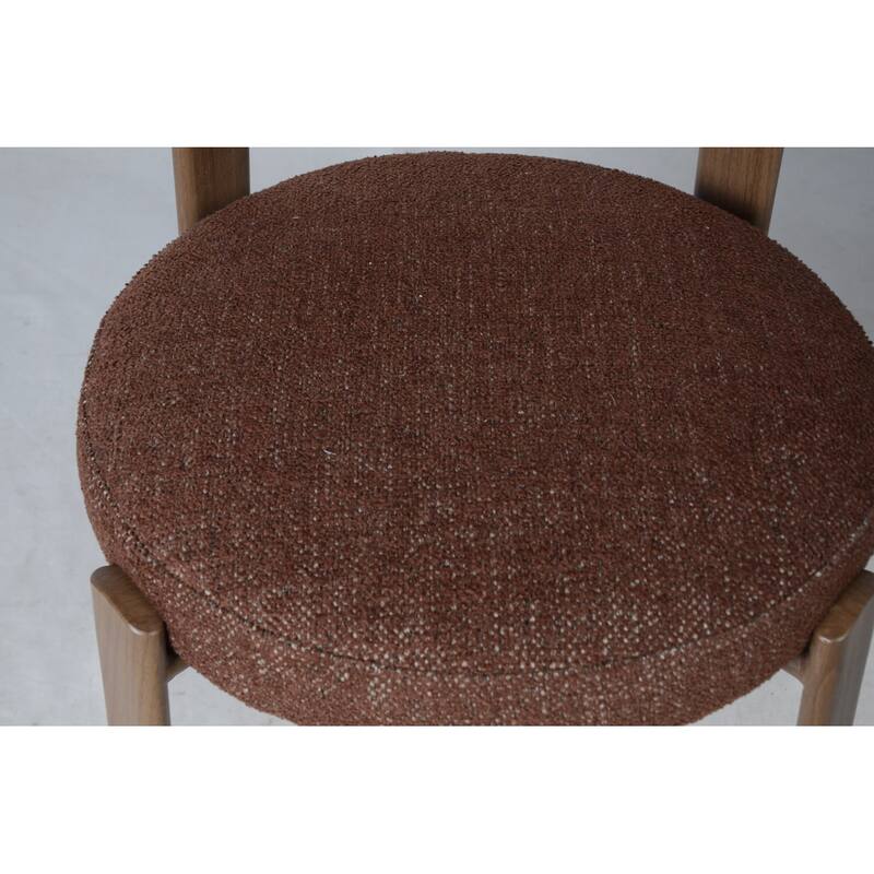 Upholstered Curved Back Wood-look Metal Frame 2pc Dining Chairs - N/A