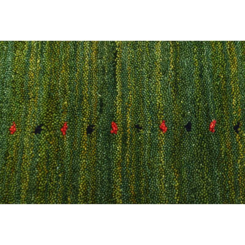 ECARPETGALLERY Hand Loomed Kashkuli Gabbeh Green Wool Rug - 2'7 x 7'10