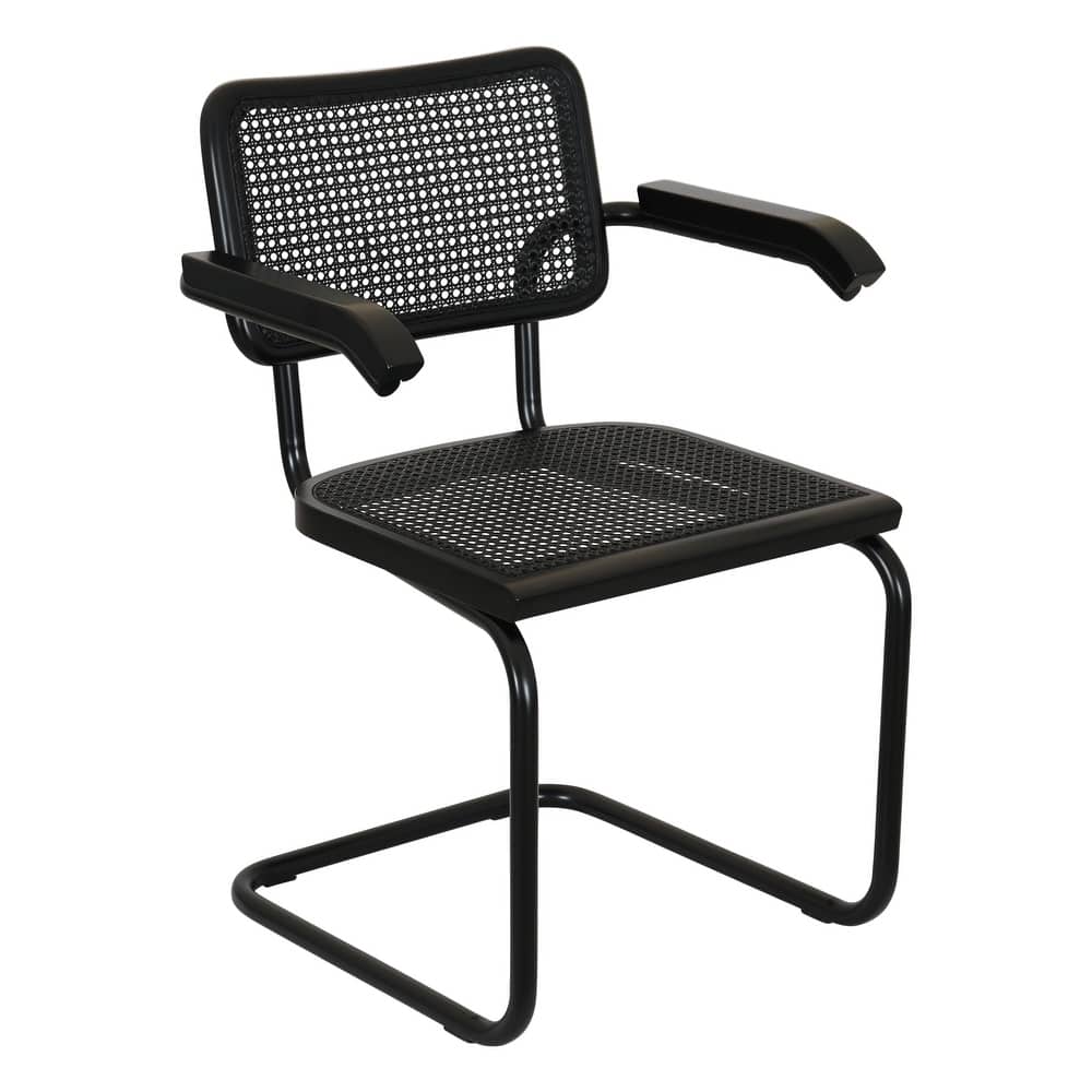 Breuer Chair Company Marcel Breuer Cesca Cane Cantilever Armchair Arm Chair w/ Black Steel Frame (Various Wood & Cane Colors)