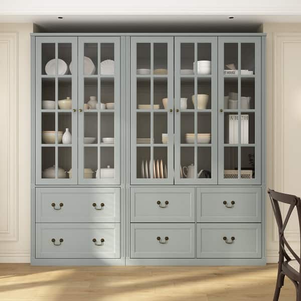 China Cabinet Tempered Glass Doors Storage Cabinet White Tall Bookcase On Sale Bed Bath Beyond 37397403