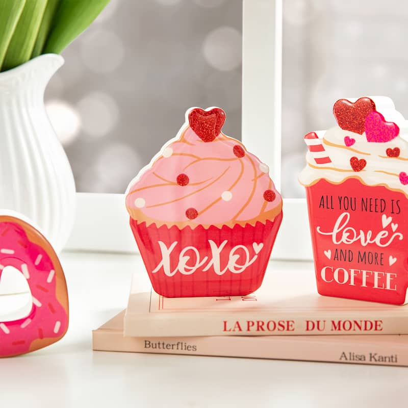Glitzhome 4.75"H Set of 4 Valentine's Epoxy Block Table Decor - 4.75''H