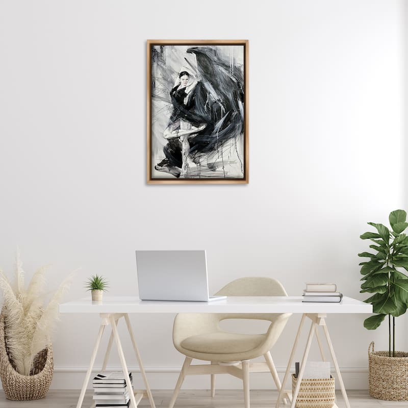 Stupell Elegant Dancer Abstract Framed Floater Canvas Wall Art Design By Lucille Lee