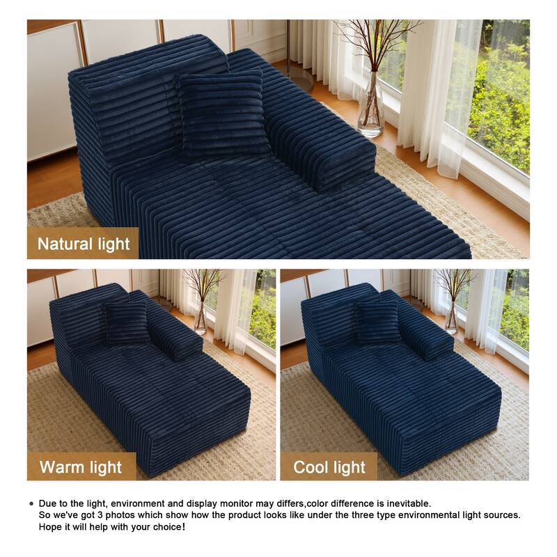 32" W No Assembly Required Plush Corduroy Chaise