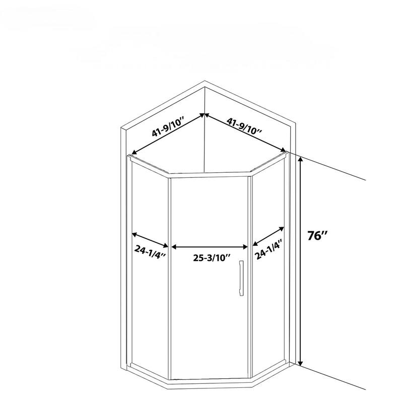 42" W x 76" H Diamond-shaped Corner Shower Door Space-Saving and Hassle-Free Access