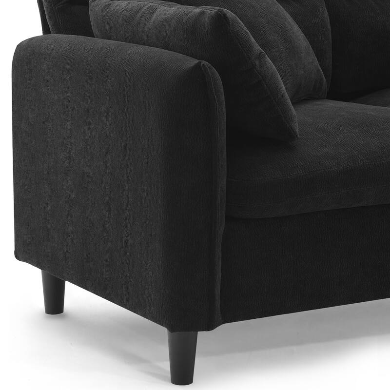 Convertible Sectional Sofa,L-Shaped Reversible Couch Set With Free Pillows,5 Seat Cloud Chenille Indoor Furniture With Ottoman