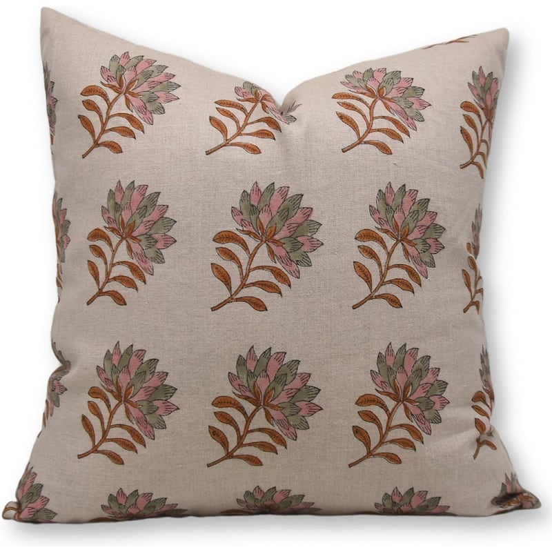Fabdivine Linen Bohemian Block print pillow Cover - Pillow Covers - 14" x 14"