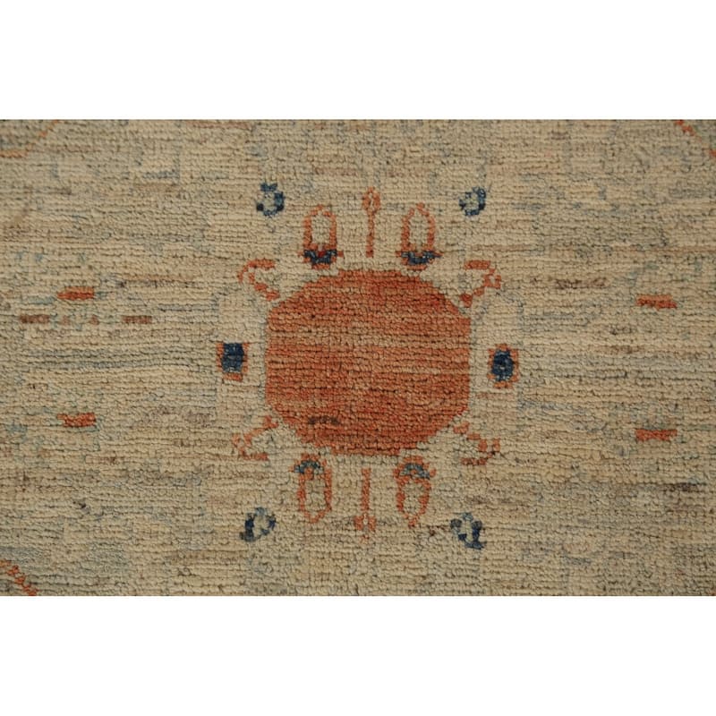 Orange & Blue Heriz Serapi Vegetable Dye Rug Hand-Knotted Wool Carpet - 5'5"x 7'7"