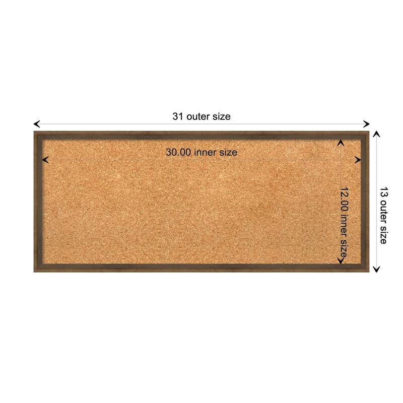 Lucie Metallic Wood Framed Natural Corkboard Bulletin Board - Lucie Light Bronze - Board Size 30x12