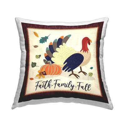 Stupell Industries Faith Family Fall Autumn Turkey Printed Throw Pillow Design by ND Art