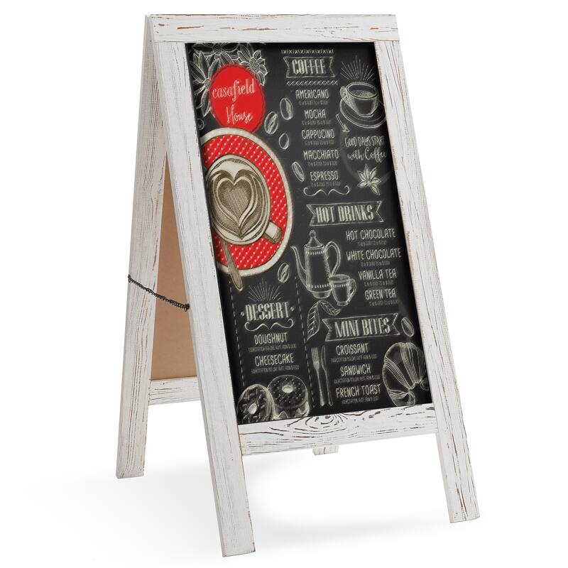 A Frame Chalkboard Sign 40 x 20in DoubleSided Magnetic Menu Board - Whitewash