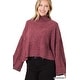 preview thumbnail 3 of 5, JED Women's Bell Sleeve High Low Mock Neck Sweater Top
