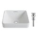 preview thumbnail 14 of 13, Kraus Elavo 16 1/4 in Square Ceramic Semi-Recessed Bathroom Sink White w/ Chrome Overflow Drain