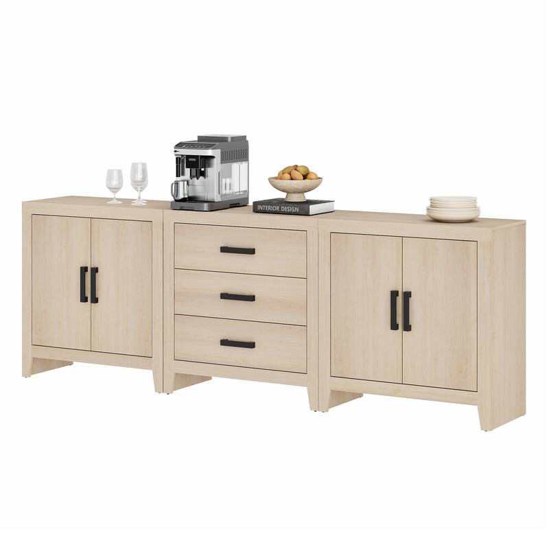 WAMPAT TV Stand for 85-Inch TVs, 3-Piece Farmhouse Media Console with Storage