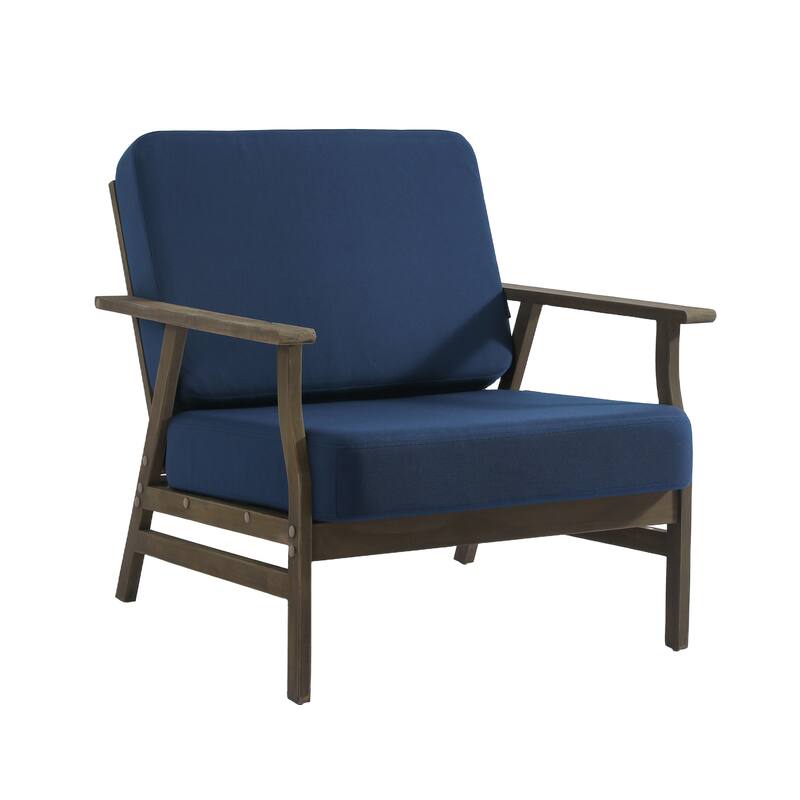 3 Piece Wood Patio Armchair Outdoor Bistro Set with Side Table