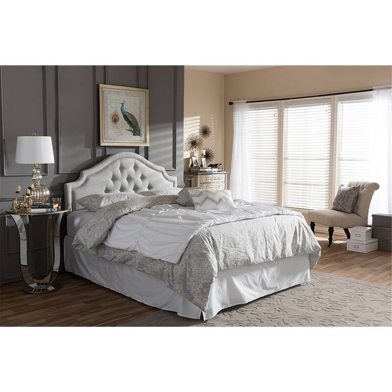 Elegant Modern Upholstered Headboard with Button Tufting and French-Inspired Curves, Adjustable for All Beds