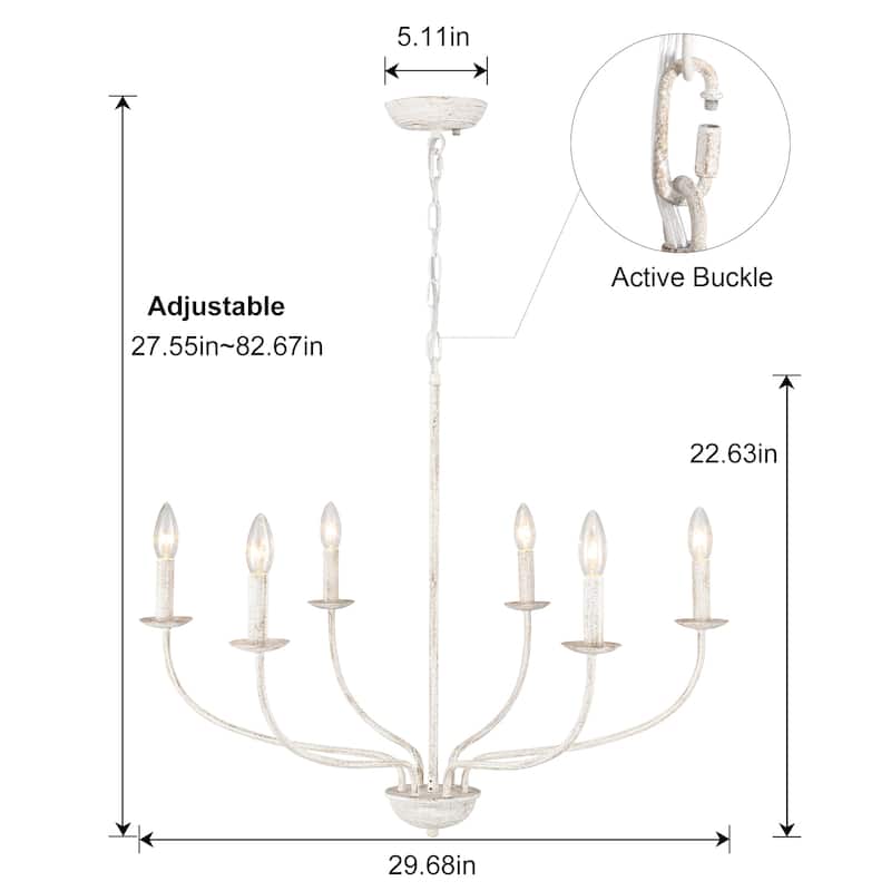 6-Light Vintage Candle Chandelier Light for Dining Room Bedroom Kitchen