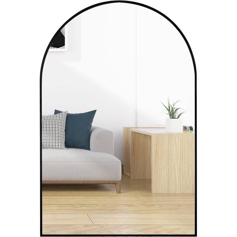 GDFStudio - Verona Architectural Arched Metal Bathroom Vanity Wall Mirror with Elevated Profile & Easy Installation