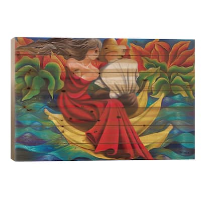 Sailing On Bananas Print On Wood by Dixie Miguez - Multi-Color