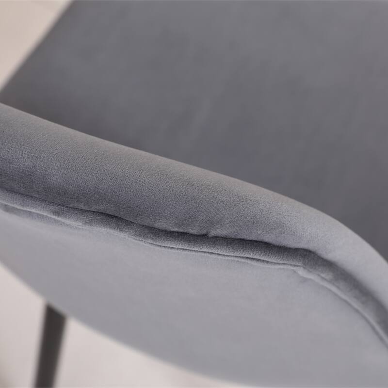 Mid-Century Fabric Dining Chairs with Velvet Seats and Metal Angled Legs, for Dining Rooms, Set of 4, Gray