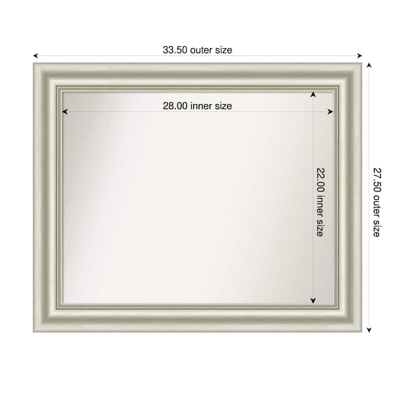 Sophia Non-Beveled Framed Bathroom Vanity Wall Mirror - 34 x 28 in - Sophia Silver