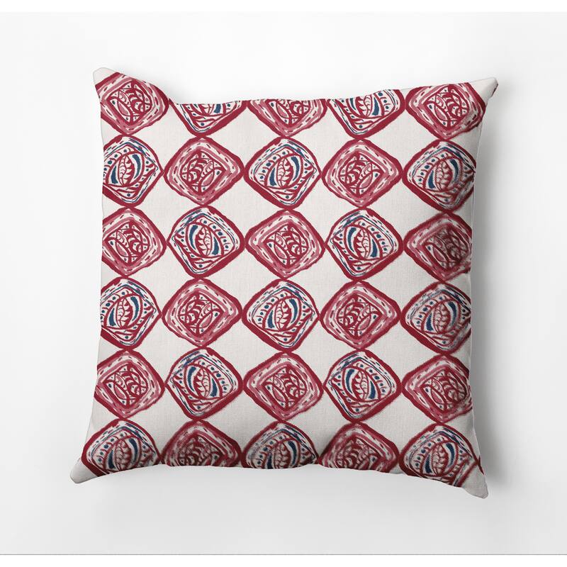 Cowry Check II Throw Pillow - Red - 18" x 18"
