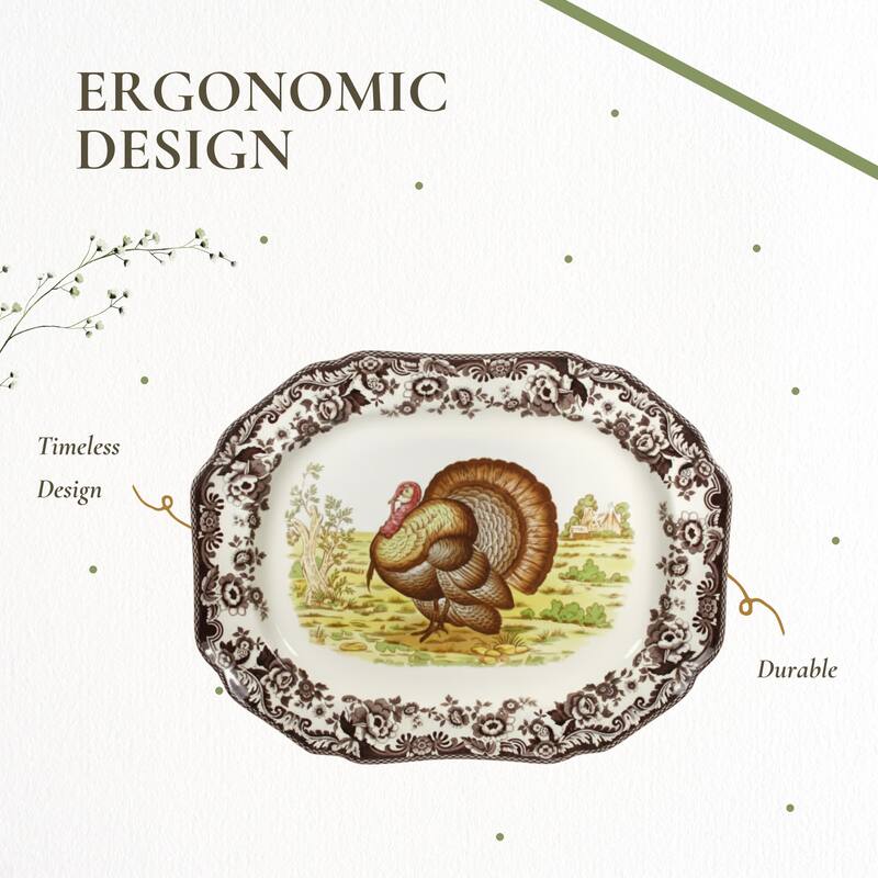 Spode Woodland Octagonal Platter - 19"