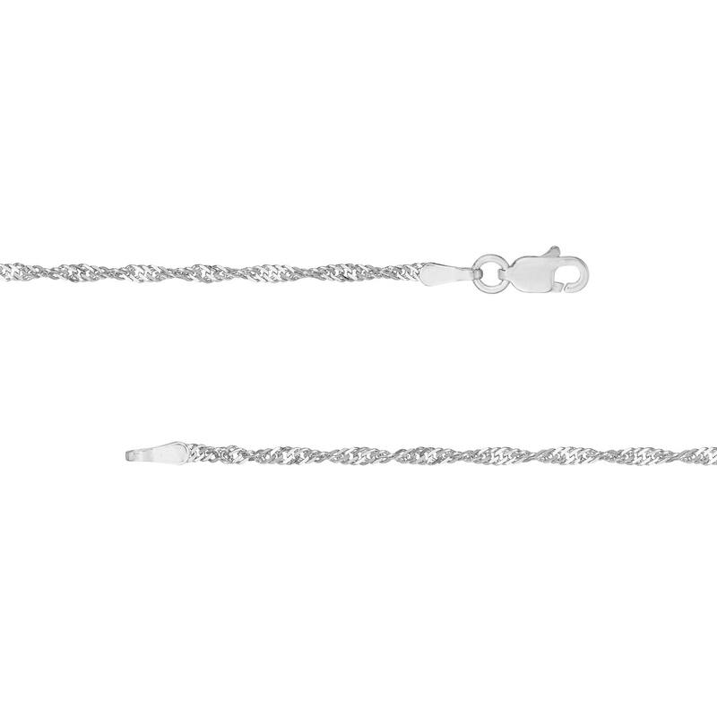 Curata 14k White Gold Singapore Chain Necklace 1.7mm (Lobster)