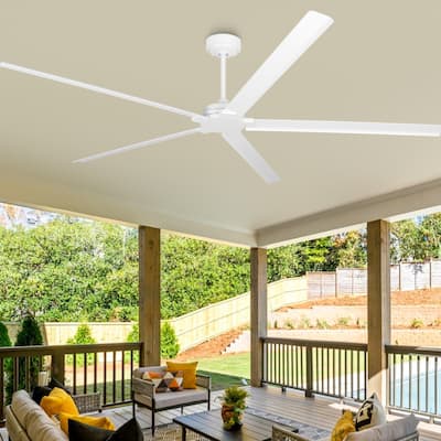 Parrot Uncle 72" Modern White Waterproof Wet Outdoor Large Aluminum Ceiling Fan with Remote