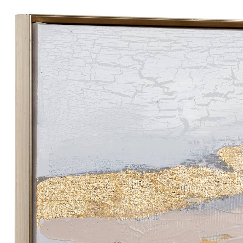 Canvas Geode Foiled and Brushstrokes Framed Wall Art with Gold Frame - Gold - Roche River Decor