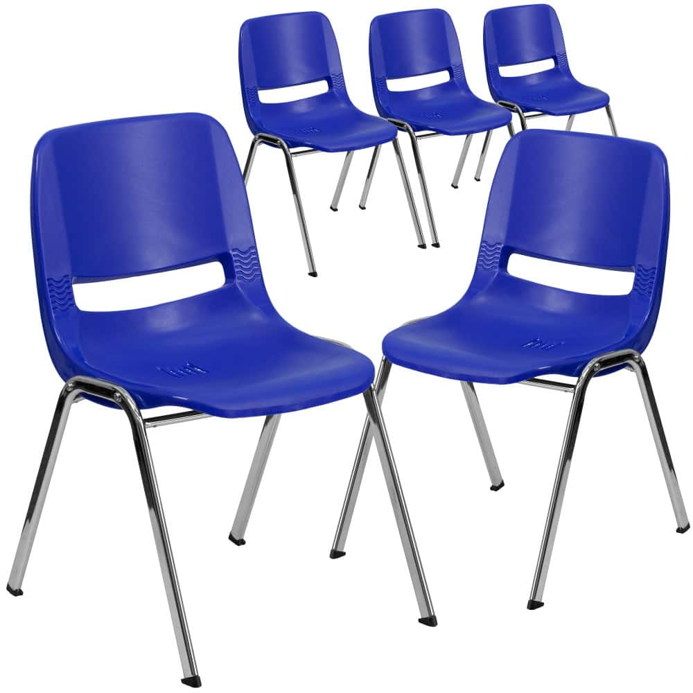 5 Pack 661 lb. Capacity Ergonomic Shell Stack Chair