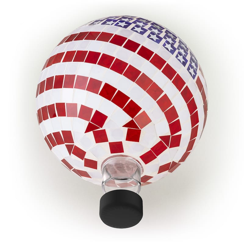 Alpine Corporation 10" Diameter Indoor/Outdoor Glass Mosaic Gazing Globe Yard Decoration, Patriotic Design