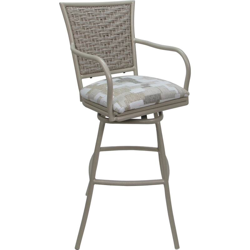 Outdoor Indoor Bar Stool Counter, Extra Tall - Erin with Arms - Craftsman Whitelinen - Beige - Counter Height
