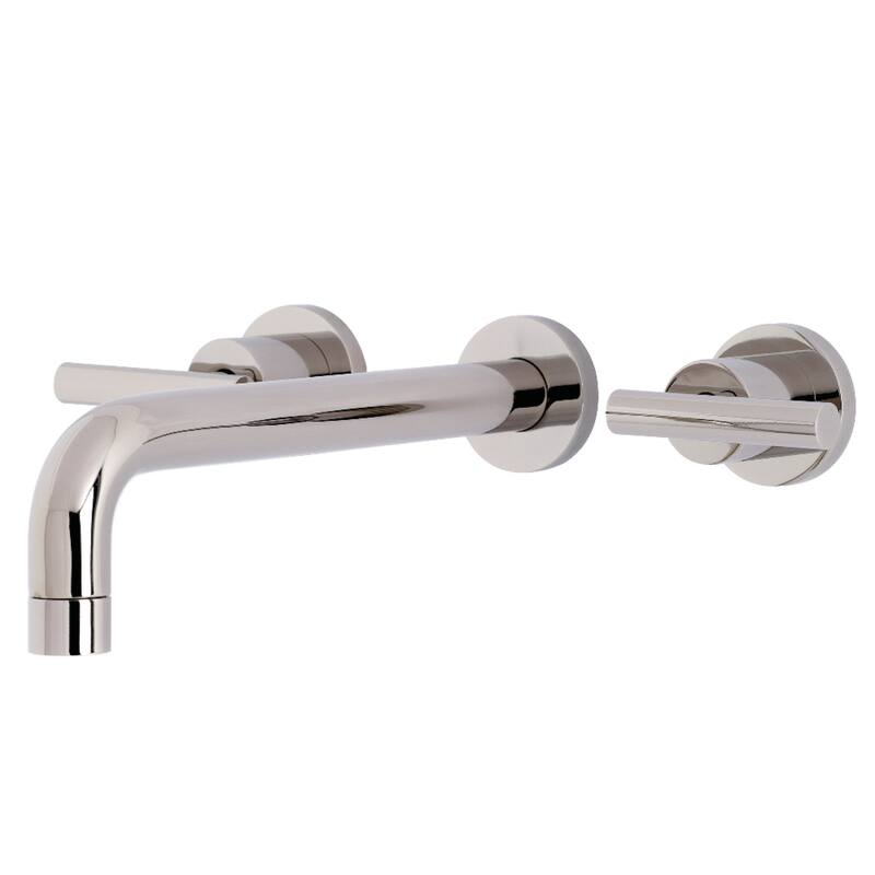 Manhattan 3-Hole Wall Mount Roman Tub Faucet in Brushed Brass - Polished Nickel