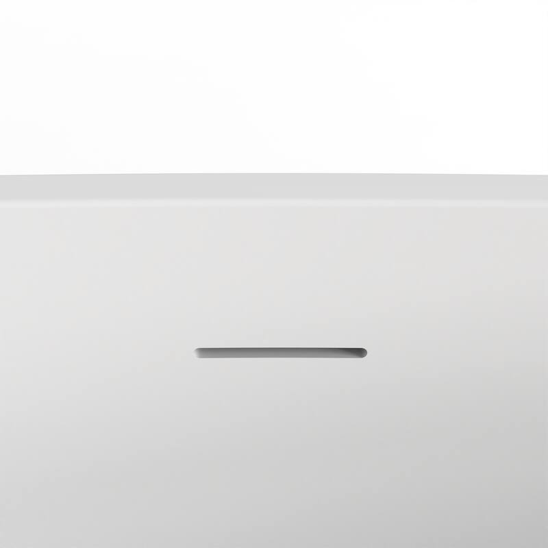 67 Inch Solid Surface Freestanding Soaking Bathtub in Matte White